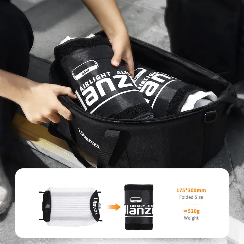 Ulanzi AL60 Airlight LED Tube Light in a bag. Compact design, 60W. Perfect for content creation.