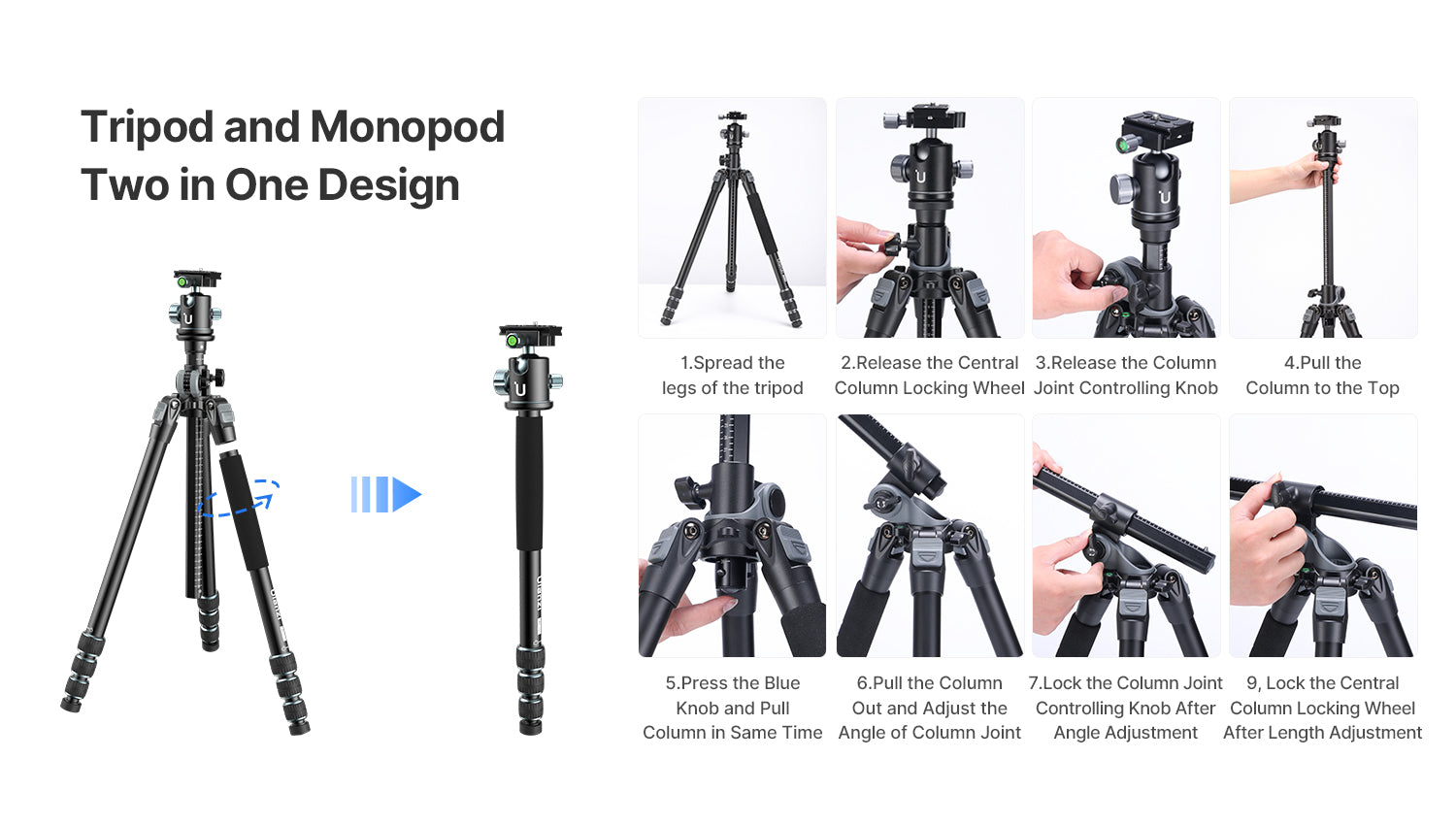 Ulanzi MT-59 Multifunction Aluminum Alloy Camera Monopod Tripod